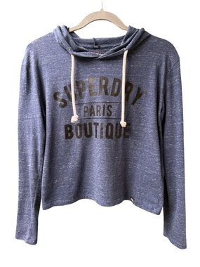 Superdry Navy Speckled Hoodie with Branded Interior Tag